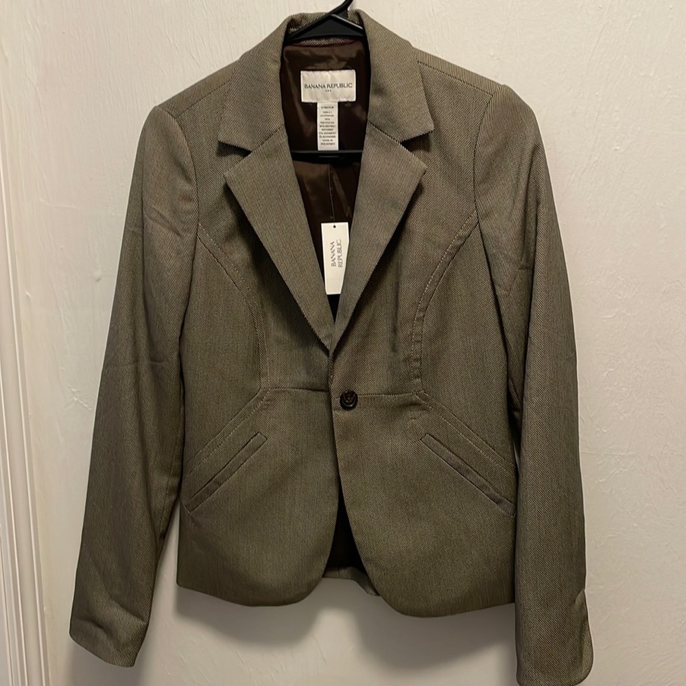 Brown and Cream Dotted Banana Republic Factory Blazer